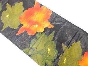 アンティーク　花模様織り出し袋帯（材料）